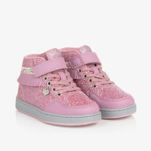 Lelli Kelly-Girls Pink Glitter High-Top Trainers | Childrensalon