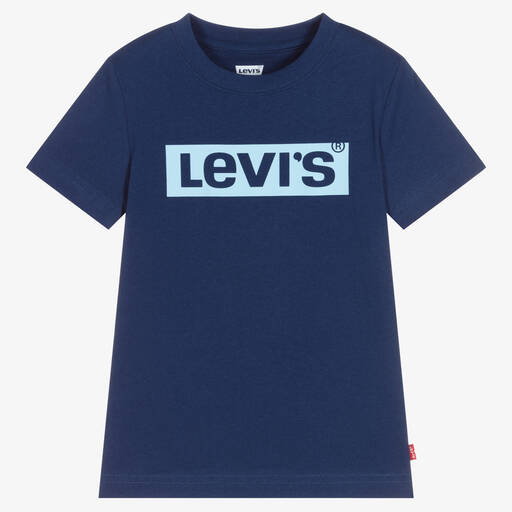 Levi's-Boys Blue Logo Cotton T-Shirt | Childrensalon