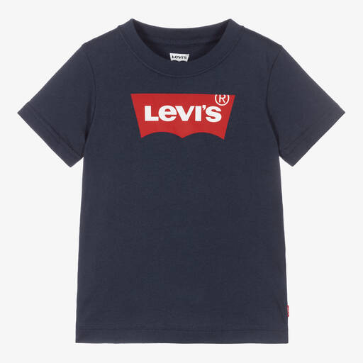 Levi's-Boys Navy Blue Cotton Logo T-Shirt | Childrensalon