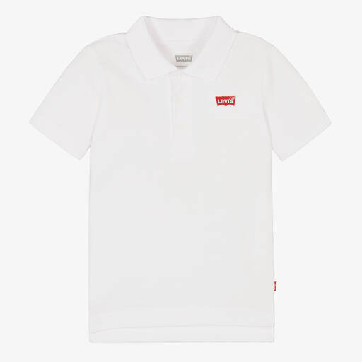 Levi's-Boys White Cotton Piqué Polo Shirt | Childrensalon