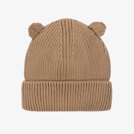 Liewood-Beige Knitted Cotton Beanie Hat | Childrensalon