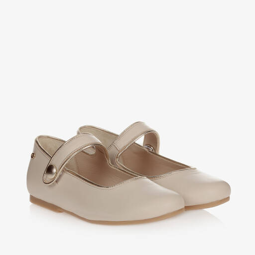 Manuela de Juan-Girls Ivory Leather Pumps | Childrensalon