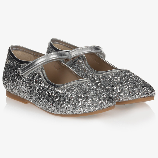 Manuela de Juan-Girls Silver Glitter Shoes | Childrensalon