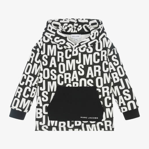 MARC JACOBS-Black Cotton Jumbled Logo Hoodie | Childrensalon