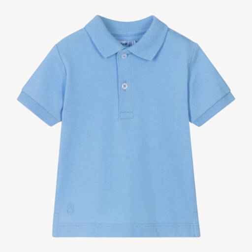 Mayoral-Boys Blue Cotton Piqué Polo Shirt | Childrensalon