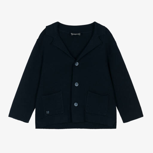 Mayoral-Boys Navy Blue Cotton Knit Cardigan | Childrensalon