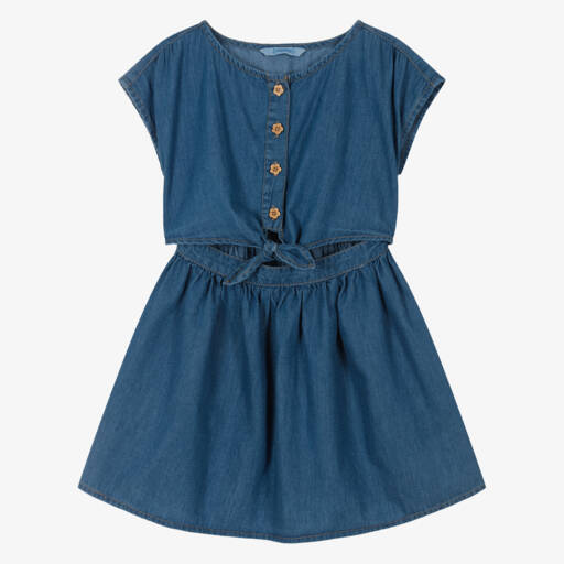 Mayoral Baby Girl Blue Striped Dress main image 0
