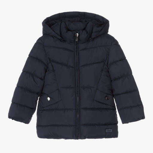 Mayoral-Girls Blue Puffer Coat | Childrensalon