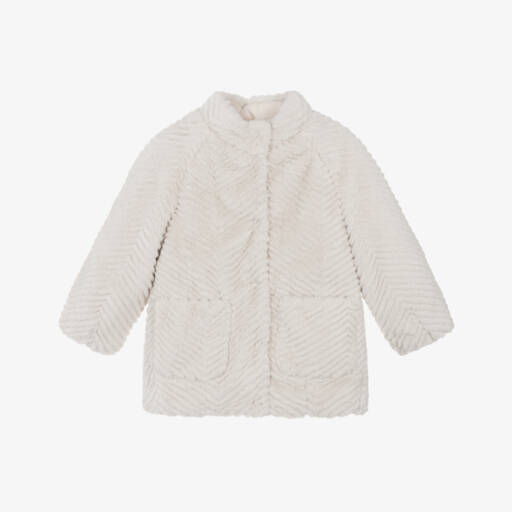 Mayoral White Faux Fur Coat main image 1
