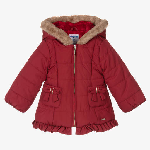 Mayoral-Girls Red Puffer Coat | Childrensalon
