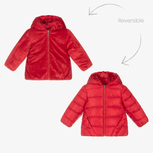 Mayoral-Girls Red Reversible Coat | Childrensalon