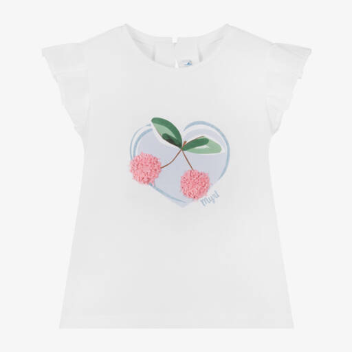 Mayoral Kids Girls T Shirt In Offwhite 1