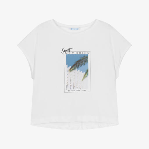 Mayoral Green T-Shirt With Charming Girl Graphic