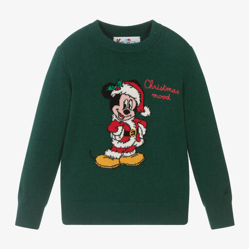 MC2 Saint Barth-Boys Green Wool & Cashmere Disney© Sweater | Childrensalon