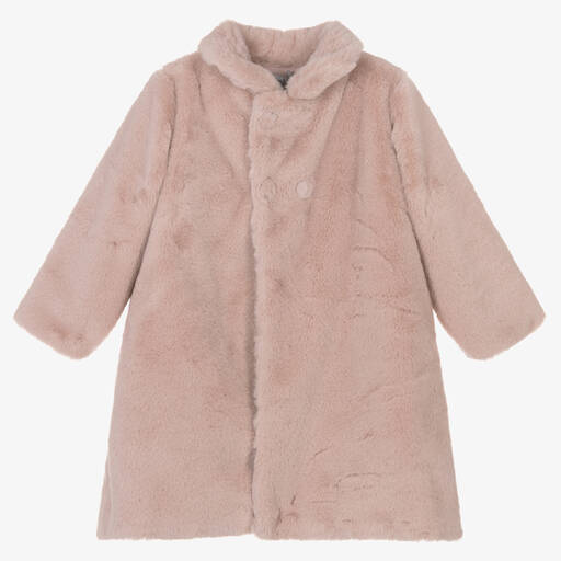 Mebi-Girls Pink Faux Fur Coat | Childrensalon