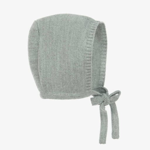 Mebi-Green Knitted Baby Bonnet | Childrensalon