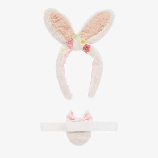 Meri Meri-Girls Ivory Plush Bunny Hairband Set | Childrensalon