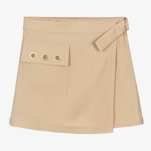 Michael Kors Kids-Girls Beige Twill Skort | Childrensalon