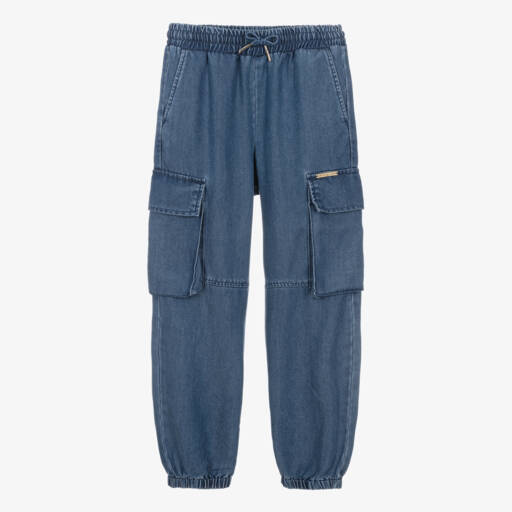 Michael Kors Kids-Girls Blue Denim Cargo Jeans | Childrensalon
