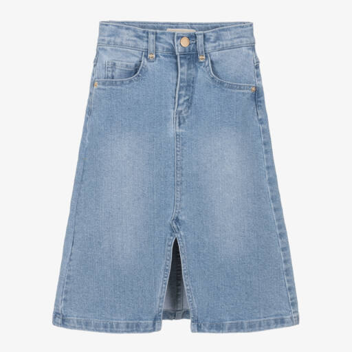 Michael Kors Kids-Girls Blue Denim Midi Skirt | Childrensalon