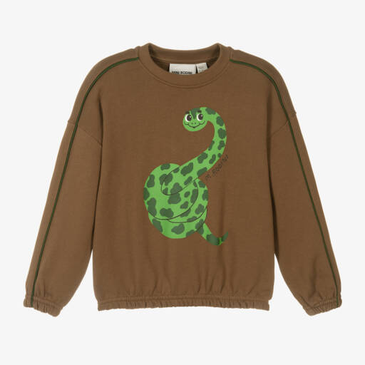 Mini Rodini-Brown Organic Cotton Snake Sweatshirt | Childrensalon