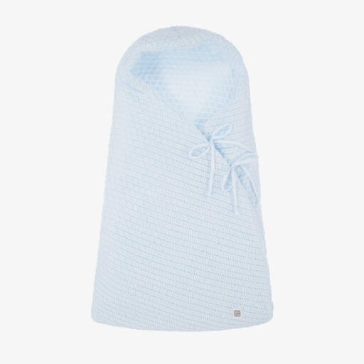 Minutus-Blue Knit Cotton Baby Nest (75cm) | Childrensalon