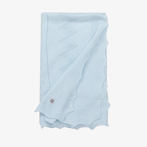 Minutus- Blue Knitted Baby Shawl (105cm) | Childrensalon