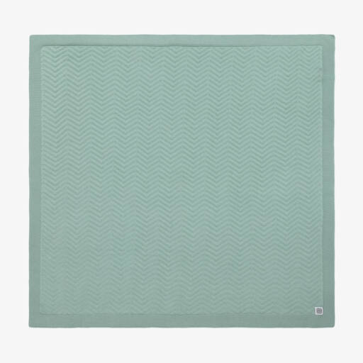 Minutus-Green Chevron Pattern Knitted Baby Blanket (90cm) | Childrensalon