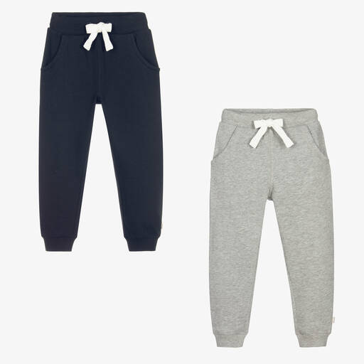 Minymo-Blue & Grey Cotton Joggers (2 Pack) | Childrensalon
