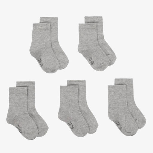 Minymo-Grey Cotton Socks (5 Pack) | Childrensalon