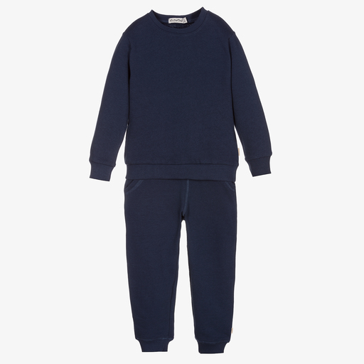 Minymo-Navy Blue Cotton Tracksuit | Childrensalon
