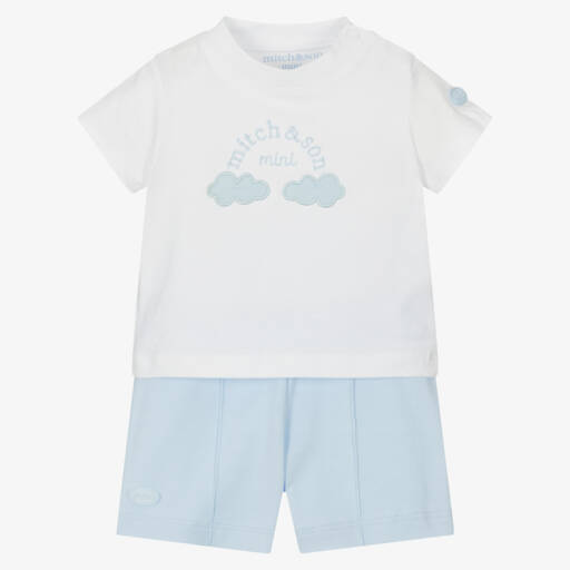 Mitch & Son-Baby Boys Sky Blue Cotton Shorts Set | Childrensalon