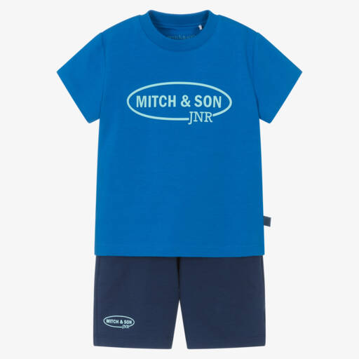 Mitch & Son-Boys Blue Cotton Shorts Set | Childrensalon