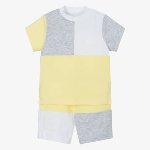Mitch & Son-Boys Grey & Yellow Colour Block Shorts Set | Childrensalon