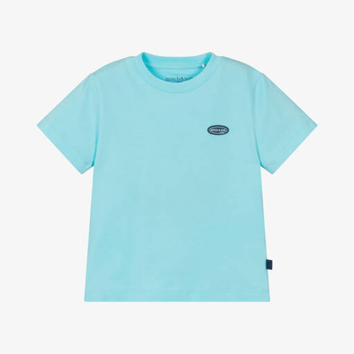 Mitch & Son-Boys Turquoise Blue Cotton T-Shirt | Childrensalon
