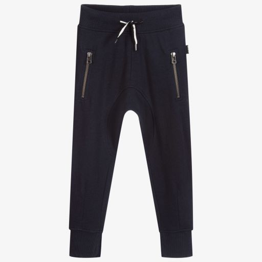 Molo-Boys Navy Blue Cotton Joggers | Childrensalon