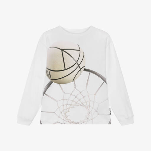 Molo-Белый топ из органического хлопка Баскетбол для мальчиков | Childrensalon