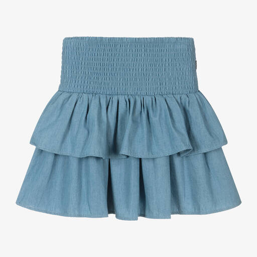 Molo-Girls Blue Tiered Chambray Skirt | Childrensalon