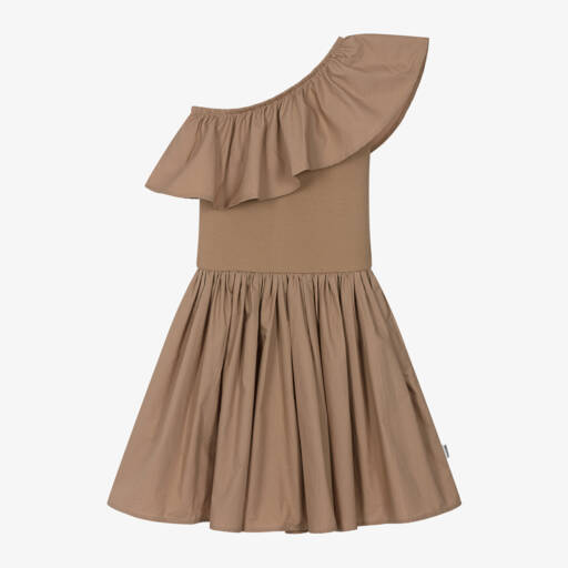 Molo-Girls Brown Organic Cotton Dress | Childrensalon