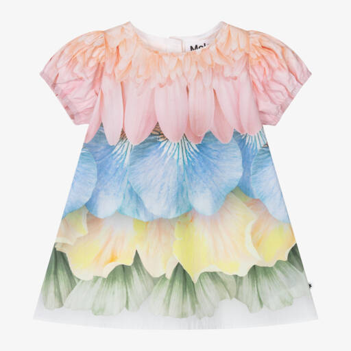 Molo-Girls Colourful Organic Cotton Petal Dress | Childrensalon
