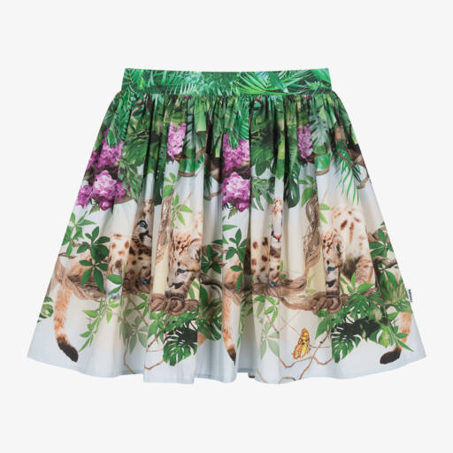 Molo-Girls Green Cotton Puma Skirt | Childrensalon