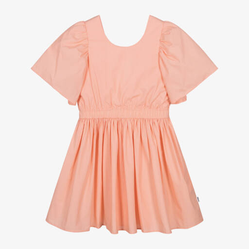 Molo-Girls Peach Pink Organic Cotton Dress | Childrensalon