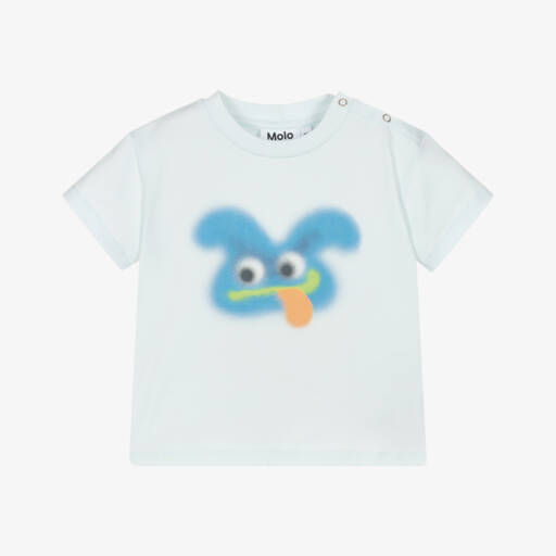 Molo-Футболка голубая из органического хлопка с пушистым монстром для малышей | Childrensalon
