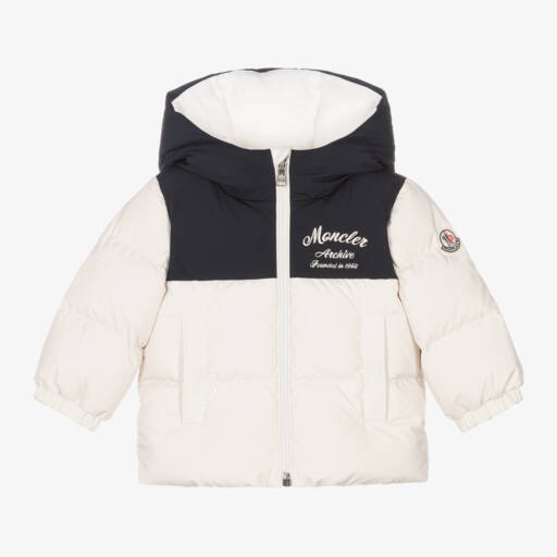 Moncler Enfant-Boys Ivory Hooded Joe Down Coat | Childrensalon