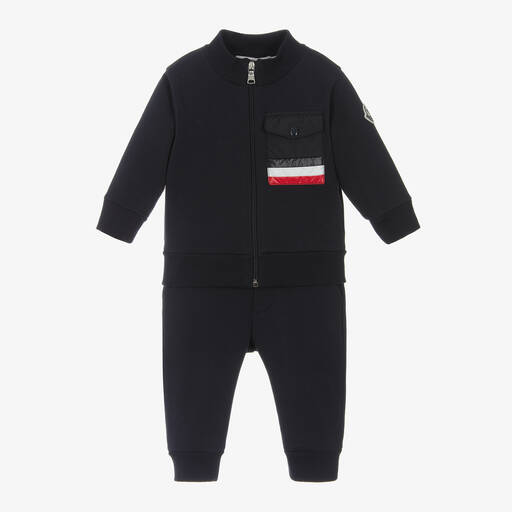 Moncler Enfant-Boys Navy Blue Cotton Tracksuit | Childrensalon