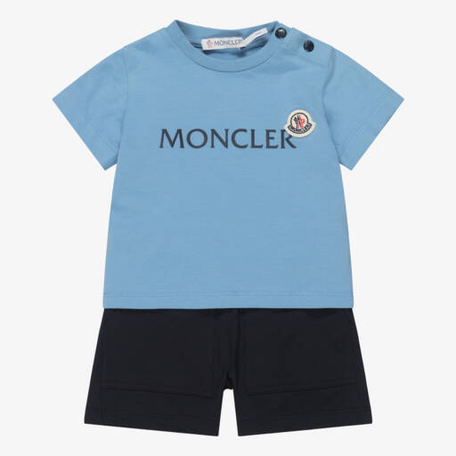 Moncler Enfant-Boys Two Tone Blue Cotton Shorts Set | Childrensalon