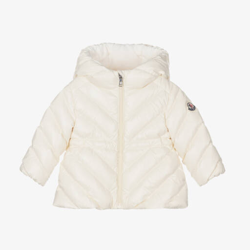 Moncler Enfant-Girls Ivory Sanaa Hooded Down Coat | Childrensalon