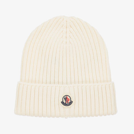 Moncler Enfant-Girls Ivory Wool Knit Hat | Childrensalon