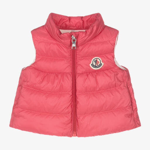 Moncler Enfant-Girls Pink Down Padded Hiva Gilet | Childrensalon