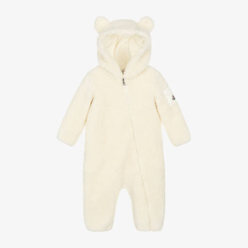 Moncler Enfant-Ivory Teddy Fleece Pramsuit | Childrensalon